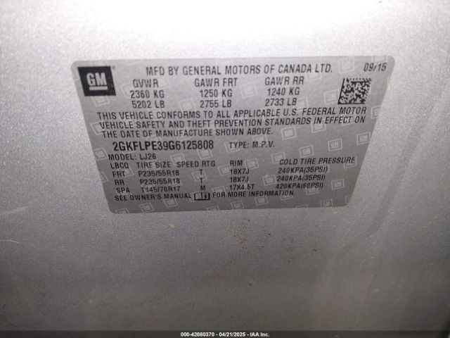 2GKFLPE39G6125808 GMC Terrain Slt