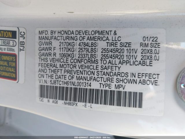 5J8TC1H61NL001314 Acura Rdx A-spec Package