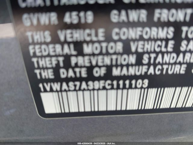 1VWAS7A39FC111103 Volkswagen Passat 1.8t Limited Edition