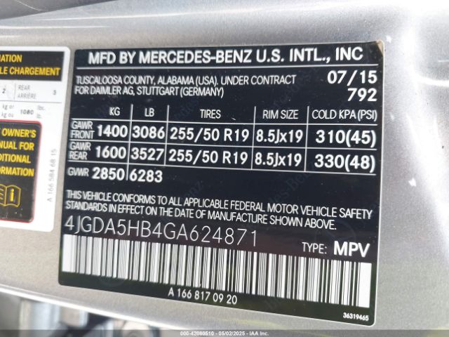 2016 MERCEDES-BENZ GLE 350 4JGDA5HB4GA624871 Photo 8