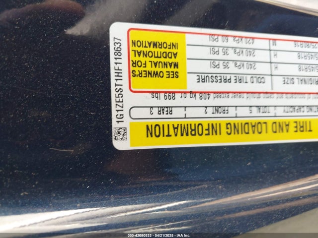 1G1ZE5ST1HF118637 Chevrolet MALIBU 1LT
