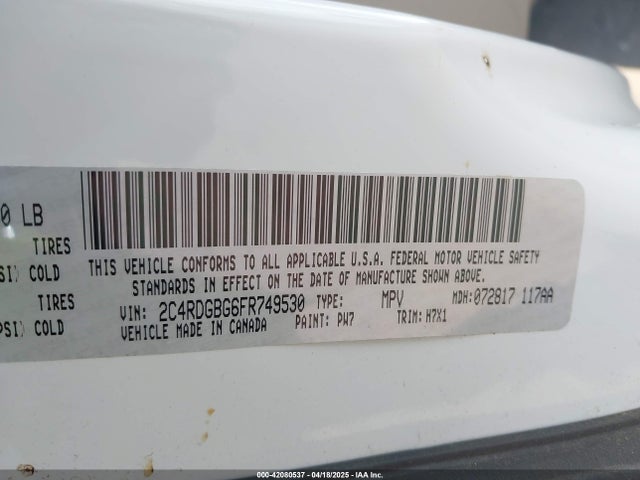 2C4RDGBG6FR749530 Dodge Grand Caravan American Value Pkg