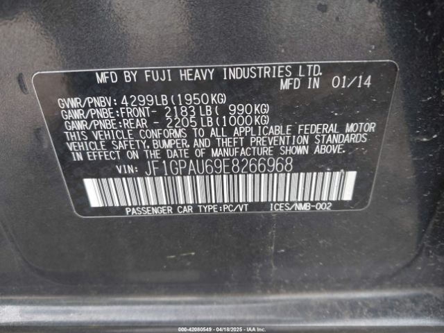 JF1GPAU69E8266968 Subaru Impreza 2.0i Sport Limited