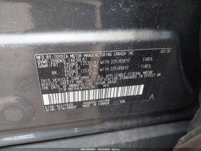 2T3F1RFV4LW104294 Toyota RAV4 LE