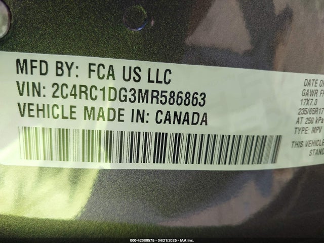 2C4RC1DG3MR586863 Chrysler Voyager Lxi