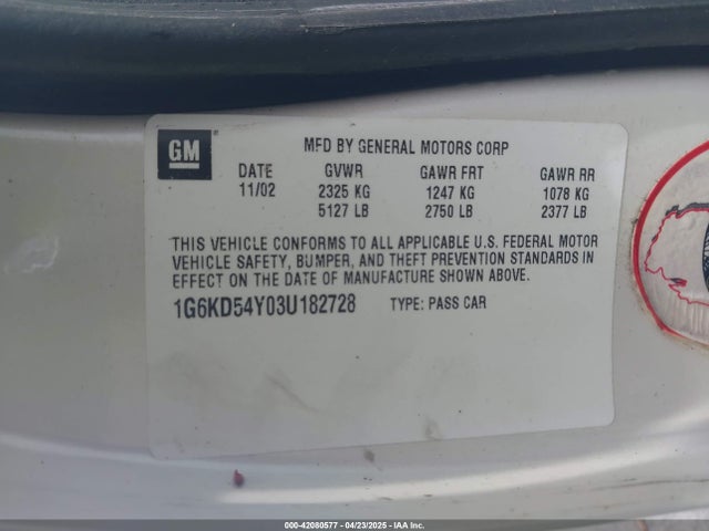 2003 CADILLAC DEVILLE 1G6KD54Y03U182728 Photo 8