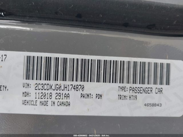 2C3CDXJG0JH174870 Dodge Charger Gt Awd