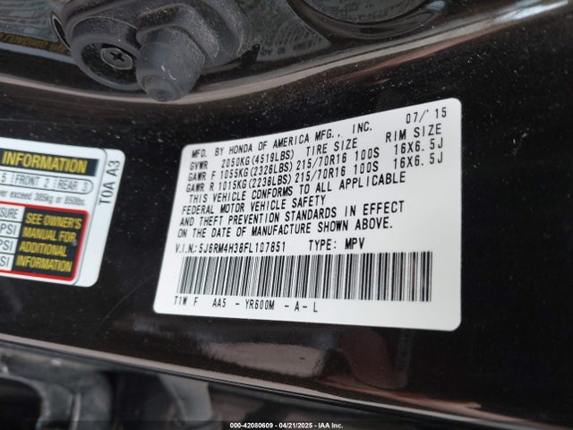 5J6RM4H38FL107851 Honda CR-V LX