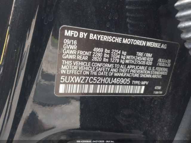 5UXWZ7C52H0U46905 BMW X3 Sdrive28i