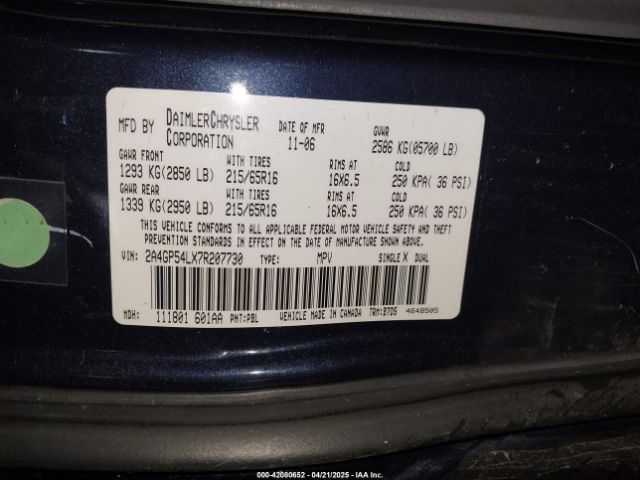 2007 CHRYSLER TOWN & COUNTRY 2A4GP54LX7R207730 Photo 8