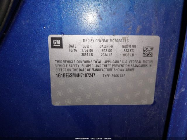 1G1BE5SM4H7107247 Chevrolet Cruze Lt Auto