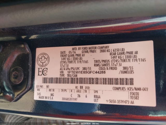 1FTEW1E85GFC44288 Ford 2016