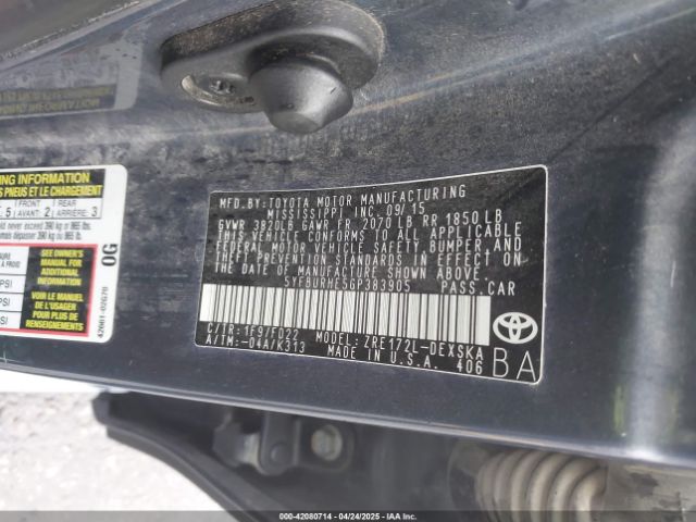 5YFBURHE5GP383905 Toyota Corolla S