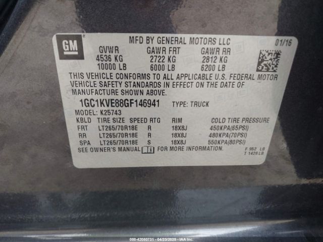 1GC1KVE88GF146941 Chevrolet Silverado 2500hd Lt