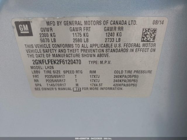 2GNFLFEK2F6120470 Chevrolet EQUINOX 1LT