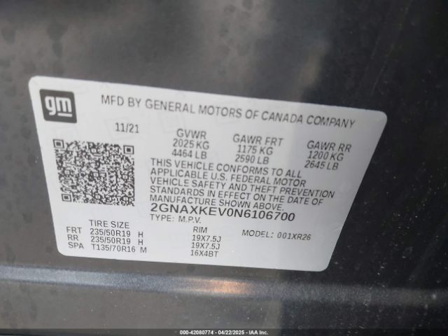 2022 CHEVROLET EQUINOX 2GNAXKEV0N6106700 Photo 8