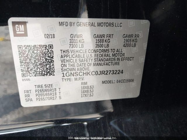 2018 CHEVROLET SUBURBAN 1GNSCHKC0JR273224 Photo 8