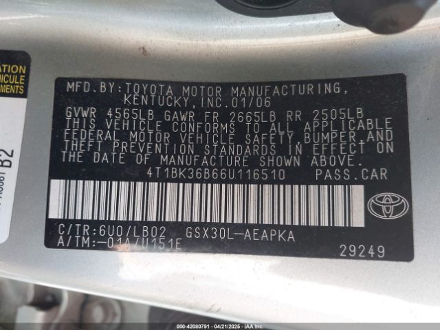 2006 TOYOTA AVALON 4T1BK36B66U116510 Photo 8