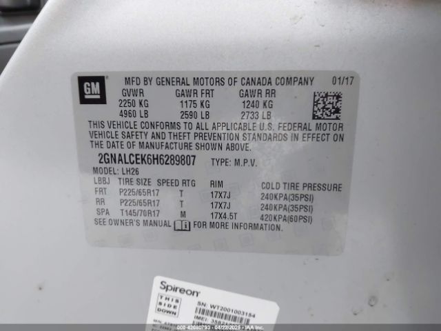 2GNALCEK6H6289807 Chevrolet EQUINOX LT