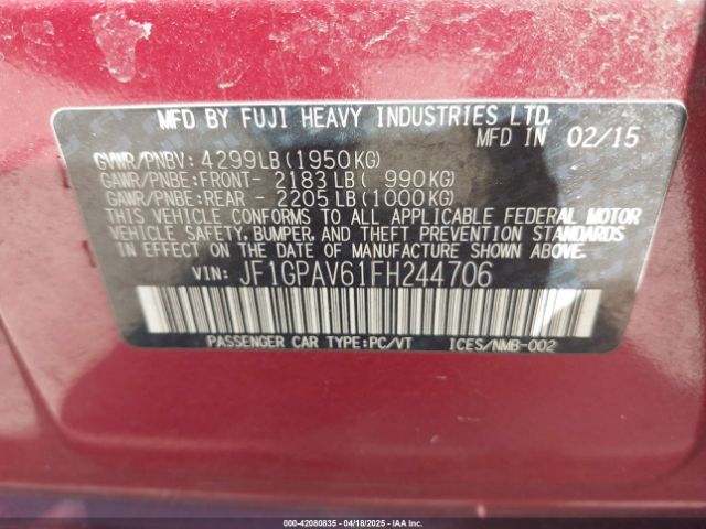 JF1GPAV61FH244706 Subaru Impreza 2.0i Sport Limited