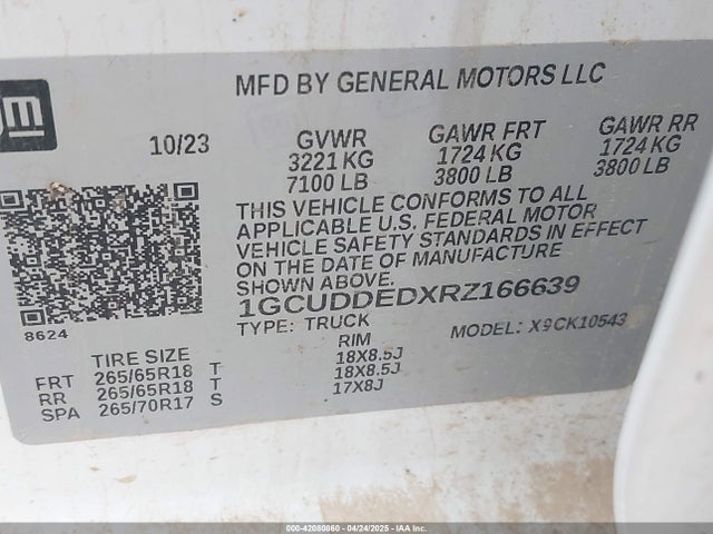 1GCUDDEDXRZ166639 Chevrolet Silverado 1500 4wd  Short Bed Lt