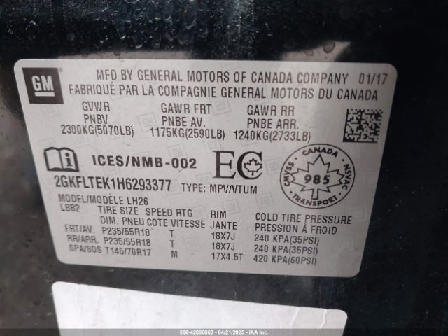 2GKFLTEK1H6293377 GMC Terrain Sle-2