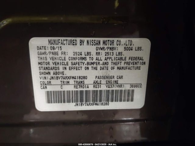 JN1BV7ARXFM418280 Infiniti Q50 Premium