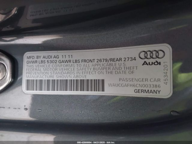 2012 AUDI S5 WAUCGAFH6CN003386 Photo 8