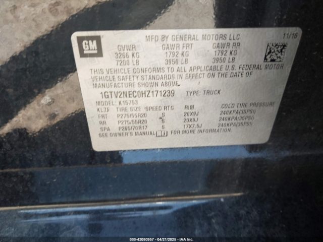 1GTV2NEC0HZ171239 GMC Sierra 1500 Slt