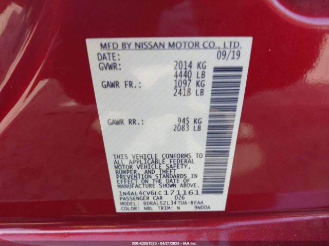 1N4AL4CV6LC171161 Nissan Altima Sr Vc-turbo Fwd
