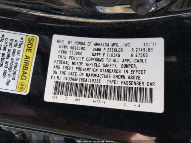 2012 ACURA TL 19UUA8F28CA019286 Photo 8