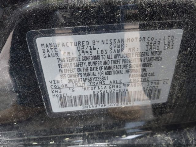 3N1AB7AP5GY235841 Nissan SENTRA S