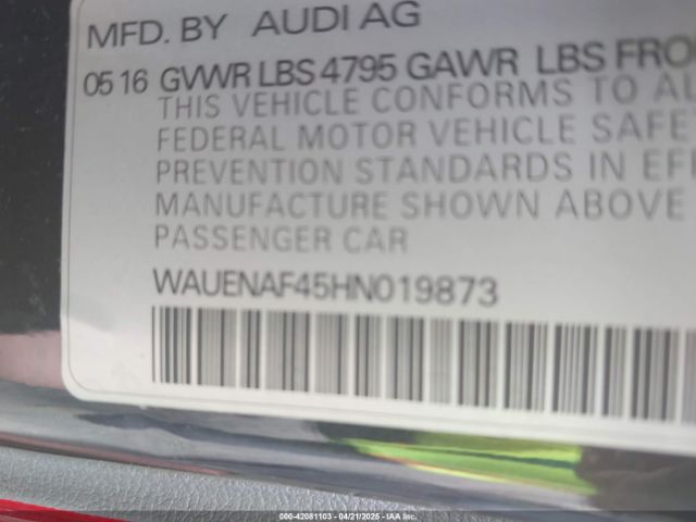 WAUENAF45HN019873 Audi A4 2.0t Premium