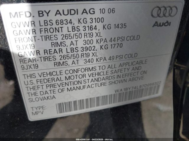 2007 AUDI Q7 WA1BY74L97D056322 Photo 8