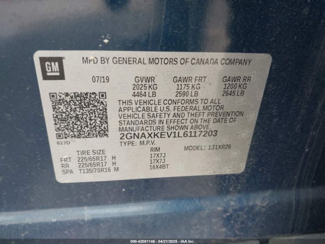 2020 CHEVROLET EQUINOX 2GNAXKEV1L6117203 Photo 8