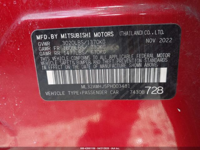 2023 MITSUBISHI MIRAGE ML32AWHJ5PH003481 Photo 8