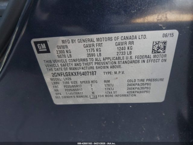 2GNFLGEKXF6407187 Chevrolet Equinox 2lt
