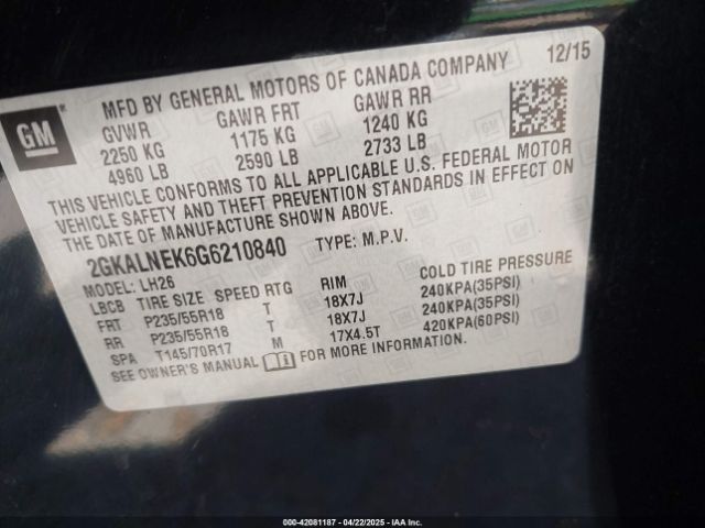 2GKALNEK6G6210840 GMC Terrain Sle-2