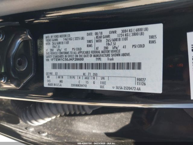 2018 FORD F-150 1FTEW1C50JKF28600 Photo 8