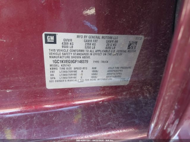 1GC1KVEG9GF148379 Chevrolet Silverado 2500hd Lt