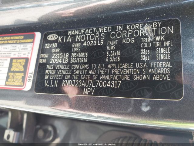 KNDJ23AU7L7004317 KIA mpi nu
