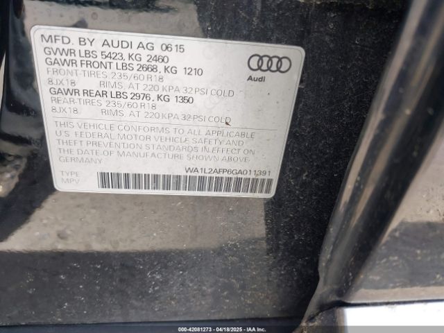 WA1L2AFP6GA011391 Audi Q5 2.0t Premium