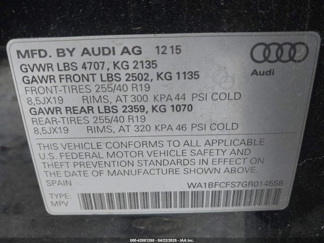 2016 AUDI Q3 WA1BFCFS7GR014558 Photo 8