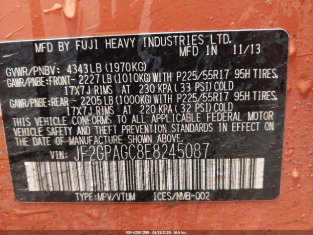 JF2GPAGC8E8245087 Subaru Xv Crosstrek 2.0i Limited