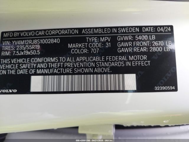 2025 VOLVO XC60 YV4M12RJ8S1002840 Photo 8