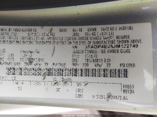 2018 FORD FIESTA 3FADP4EJ5JM122749 Photo 8