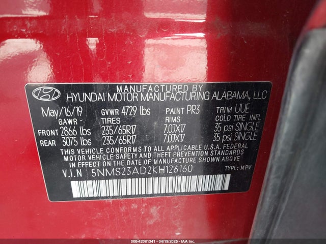 Hyundai Santa Fe Se 2019 5NMS23AD2KH126160 Image 9