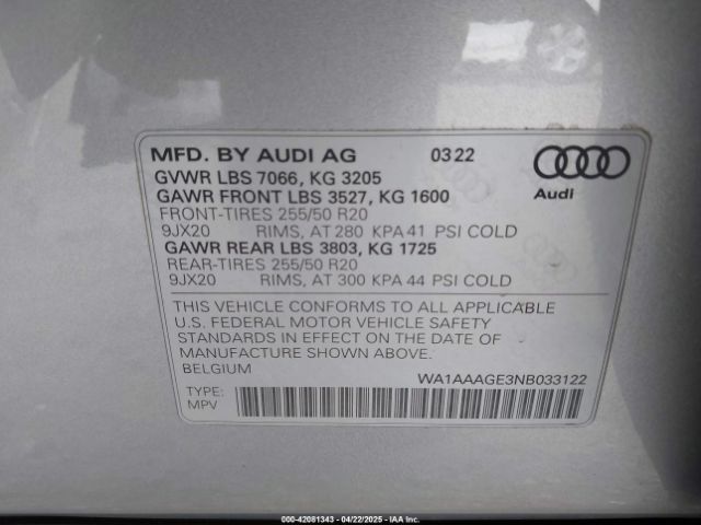 2022 AUDI E-TRON WA1AAAGE3NB033122 Photo 8