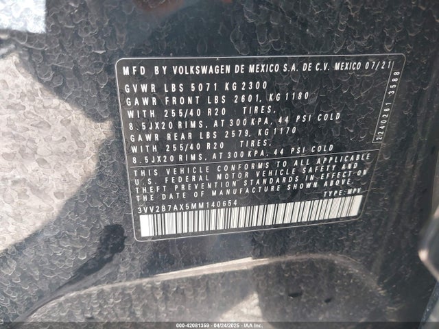 Volkswagen Tiguan 2021 3VV2B7AX5MM140654 Image 9