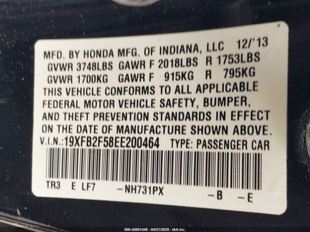 19XFB2F58EE200464 Honda Civic Lx